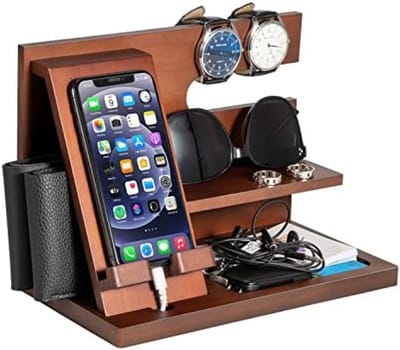 PromoHome Houten Docking Station - Organiseer je bureau en nachtkastje