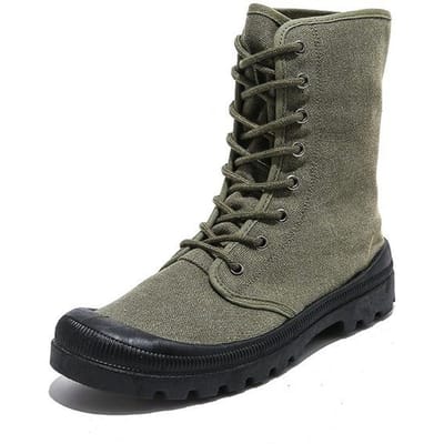Heren Laarzen Lente Herfst Hoge Schacht Stijl Denim Canvas Mode Rubber Buiten Desert Schoenen Heren 44 gray