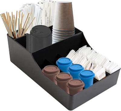 Koffie Dispenser en Organiser voor Koffie Accessoires en Theezakjes - Opslag voor Koffie, Specerijen en Keukenaccessoires in Zwart voor Thuis en Kantoor