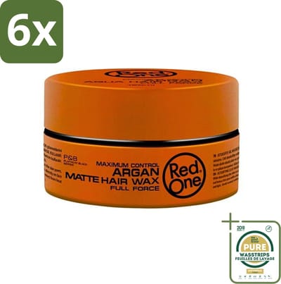 Red One - Haarwax - Argan Matte - Verzorgende Styling - Voor Intensieve Verzorging & Matte Look - 150 ml - Voordeelverpakking - 6 stuks - Matte haar - Verzorgend haar