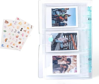 Compact Fotoalbum voor Kpop Fotokaarten - 120 Compartimenten, Geschikt voor Fujifilm Instax Mini, Polaroid en Kodak met Stickers - Blauw