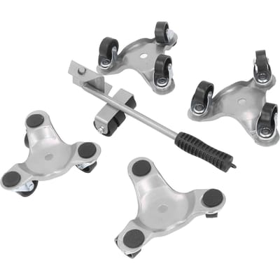 4 STUKS Meubelverplaatsingswiel met Hefboom Driehoekig IJzeren Verplaatsingsdolly Set voor Thuis Zware Goederen