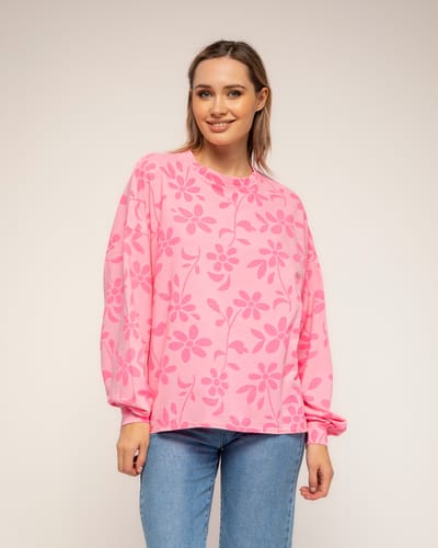 Sweatshirt met lange mouwen en bloemenprint