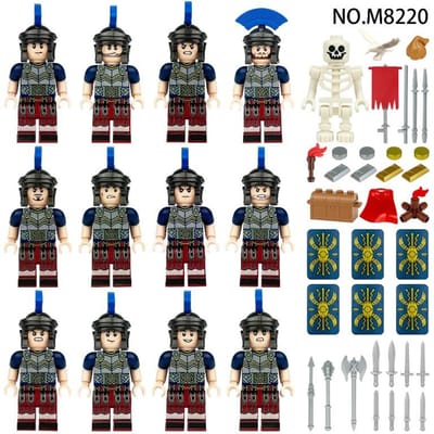 Romeinse legionairs, Romeinse spooksoldaten, bouwstenen, figuren, humanoïde poppen, speelgoed, kinderspeelgoed, verjaardagscadeaus. gray