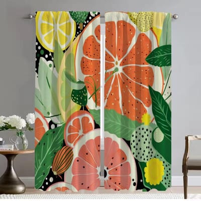 Fruit Gordijnen voor Slaapkamer Woonkamer Gordijn Anti-mug Gordijnen 2 Stuks Shades Halloween Decoratie Scheidingswand Keuken W50xH70cmx2pcs-CL orange