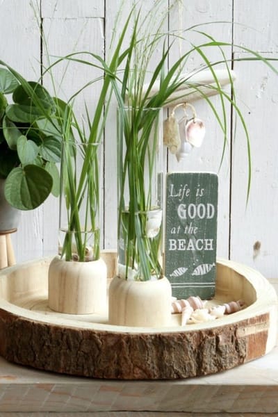 Houten basisvoet met reageerbuis Ø 5 cm en 28 cm hoog (1 pc)