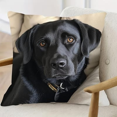 Schattig kussensloop met print van zwarte Labrador Retriever voor dierenliefhebbers! Bankkussenhoes, huis kamer slaapzaal decoratie, 2D-print 45x45cm gray