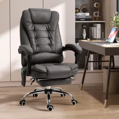 HAUSS SPOLE Bureaustoelen - Ergonomische Bureaustoel Met Gevormde Rugleuning - Verstelbare Hoogte, Draaibaar, Met Voetsteun Voor Kantoor - 65×70×119 cm - Polyester - Grijs