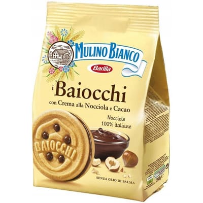 Baiocchi koekjes met hazelnootcrème en cacaokruimels Mulino Bianco 260g