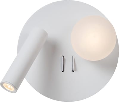 Lucide MATIZ - Bedlamp / Wandlamp - Ø 16,5 cm - LED - 3000K - Met USB oplaadpunt - Wit
