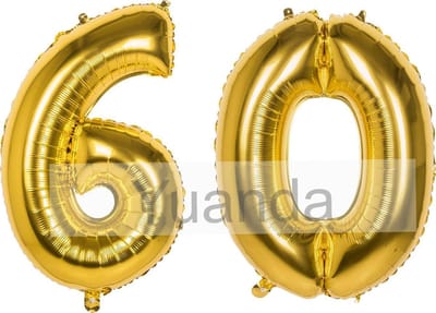 60 Jaar Folie Ballonnen Goud - Happy Birthday - Foil Balloon - Versiering - Verjaardag - Man / Vrouw - Feest - Inclusief Opblaas Stokje & Clip - XL - 115 cm
