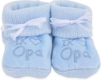 Kraamcadeau  - Petit Villain Newborn Slofjes - Love Opa - Blauw - 0-3 maanden