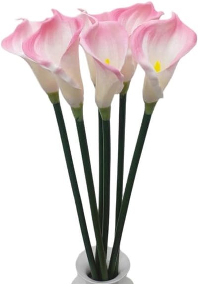 6 Stuks Kunstmatige Calla Lelies met Lange Steel van 66 cm voor Bruidsboeket, Feestdecoratie en Thuisversiering (Lichtroze)