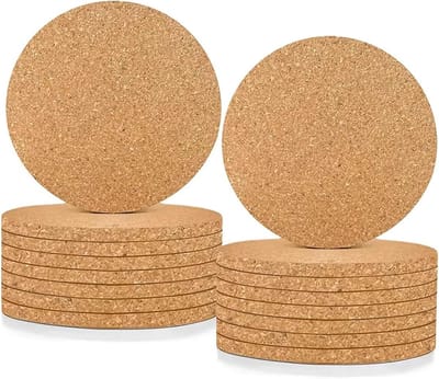 Set van 16 Houten Kurken Coasters - Absorberende Rond Kurken Onderzetters van 4mm Dikte voor Bescherming van Tafeloppervlakken