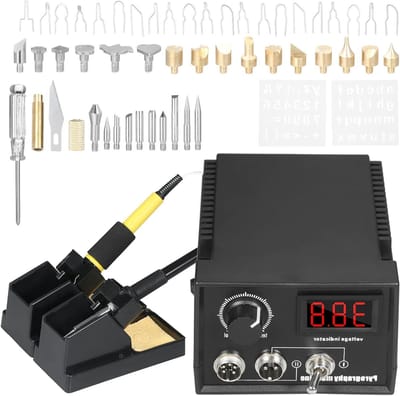 Houtbranderset - Brandschilderset Gereedschap - Decoreren Hout Leer - Instelbare Temperatuur - 60 W - Zwart