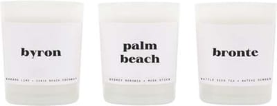 Sunnylife - Candles & Fragrance Kaars Byron Palm Beach & Bronte Set van 3 Stuks - Kokosnoot Wax - Wit