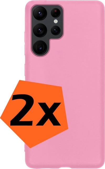 Hoes - 2 Stuks - Geschikt voor Samsung Galaxy S22 Ultra - Sterk & Shockproof - Case Siliconen - Back Cover - Telefoon Hoes - Lichtroze
