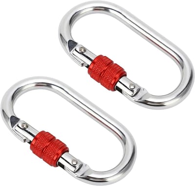 Set van 2 Karabijnhaken met 25 KN Draagkracht - Antislip en Corrosiebestendig voor Outdoor Activiteiten, Klimmen en Yoga Hangmatten