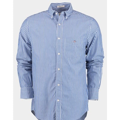Gant Casual Overhemd Streep Blauw - Maat M - Heren - Overhemden Casual