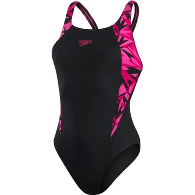 Speedo HyperBoom Splice Muscleback Zwart/Roze Dames Sportbadpak - Maat 36