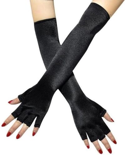 Winterhandschoenen Vingerloos - Lange Satin Handschoenen - Feestelijke Outfit - Touchscreen Compatibel - Elke Lengte - Zwart