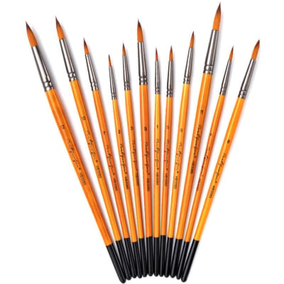 12 delig Teken Verfkwasten Set Kit Kunstenaars Kwast met Nylon Haar voor Kunstenaar Acryl Aquarel -3