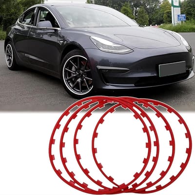 Velgbeschermers Set - Wielrand Bescherming - Auto Beschermen - Unieke Sluitlus - 17 inch - Rood