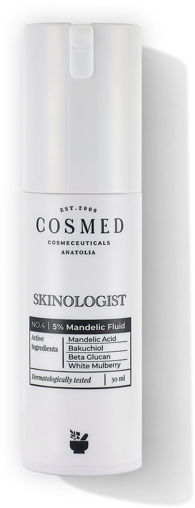 Cosmed Skinologist – 5% Mandelic Acid Fluid Exfoliating Nachtcreme & Cream Gel – met Bakuchiol en Beta Glucan tegen Mee-eters, Anti-Acne, Grove Poriën en Pigmentvlekken – 30 ml