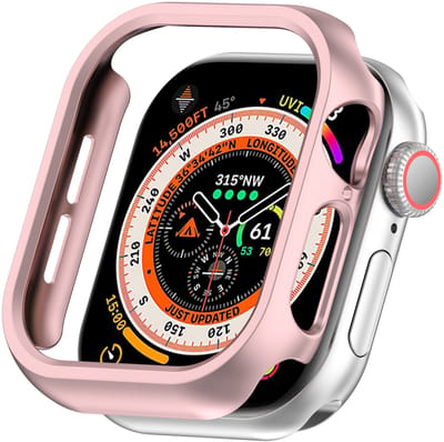 By Qubix - Hard case 42mm (open front) - Rosé goud - Geschikt voor Apple Watch 42mm (series 10) hoesje - screenprotector - Bescherming iWatch - Bescherm hoesje