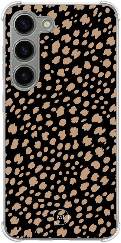 Hoesje (shockproof) geschikt voor Samsung Galaxy S23 - Savannah spots - Extra sterke case - TPU/polycarbonaat - Gestipt - Zwart, Bruin, Transparant