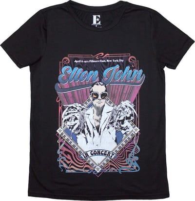 Elton John - Psych Vintage Dames T-shirt - XL - Zwart