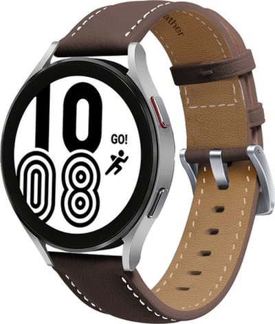 By Qubix - Geschikt voor Garmin bandje - Premium Leather bandje - Donkerbruin - Geschikt voor Garmin Vivoactive 6 / 5 / 3 - Smartwatch bandje 20mm