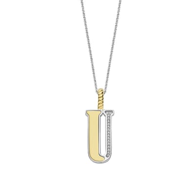 TI SENTO Dames Hanger - 925 zilver - Letter U - Zirkonia met geel verguld - 6840ZY_U