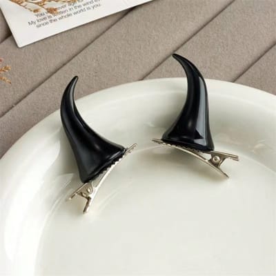 2 stuks/Set, Rode Duivelshoorn Haarklemmen Voor Halloween, Creatieve En Eendenbek Clip Haaraccessoires, Rode Duivelshoorn Haarklemmen zwart