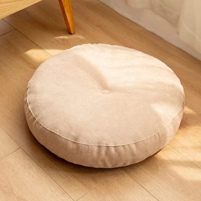 Meditatiekussen Rond - Vloerkussen Poef - Zitcomfort Vergroten - Ademend Katoen Linnen - Medium Maat - A