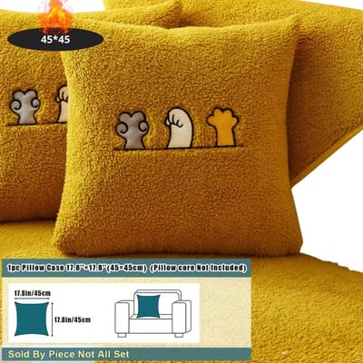 Livano Bankhoes - Bankbeschermer - Stretch - Sofa Cover - Pluche - Geel - Kussensloop 45x45