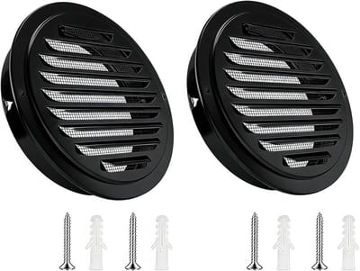 Ventilatierooster Afdekking - Luchtrooster Afdekking - Ventilatie Verbeteren - 304 Roestvrij Staal - 98mm - Zwart