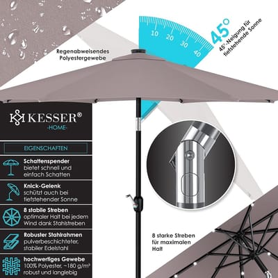 Parasol Ø 350 cm – Depauwonen Premium Tuinparasol met Zwengel & Kantelfunctie – UV Bescherming UPF 50+ – Waterafstotend – Grote Zonwering voor Tuin, Balkon, Terras & Zwembad – 8 Ribben – Zonder Voe...