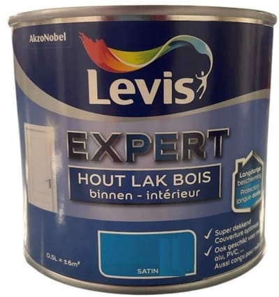 Levis Expert Hout Lak binnen satin - Topkwalitatieve watergedragen zijdeglans lak binnen - 500 ml - RAL 9010 Pure White ( gebrokenwit)