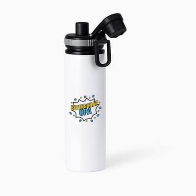 Hacebo® - Beterschap opa waterfles met draaidop grijs - een opa die ziek is of iets gebroken heeft - cadeau voor zieke opa - ziek - koorts - snel beter worden - cadeau - beterschap cadeau - kado - gift - geschenk - water fles - 850ML