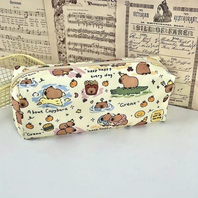 Trousse à crayons multifonctionnelle, jolie trousse de papeterie Capybara de grande capacité, boîte à stylos, cadeau