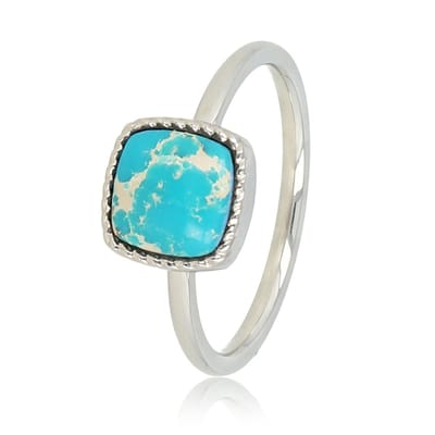 My Bendel - Kleine Zegelring met Imperial Jasper Edelsteen - Zilverkleurige Ring - Vierkante Imperial Jasper Edelsteen - met Luxe Cadeauverpakking | Sieraden Voor Dames | Maat 16.00 Mm / Maat 50
