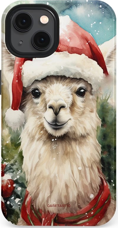 Casetastic hoesje geschikt voor Apple iPhone 13 - MagSafe - Dubbellaagse bescherming - Kerst Lama - Fashion Case - Taupe Lichtgrijs Donkergrijs Saliegroen