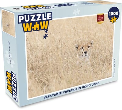 Puzzel Verstopte cheetah in hoog gras - Legpuzzel - Puzzel 1000 stukjes volwassenen