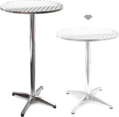 Bistro Tafel - Cocktail Tafel - Feestelijke Bijeenkomsten - In Hoogte Verstelbaar - Ø60cm - Zilver