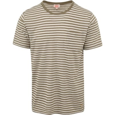 Armor-Lux T-Shirt Linnen Strepen Groen - Maat XXL - Heren - Casual T-shirts