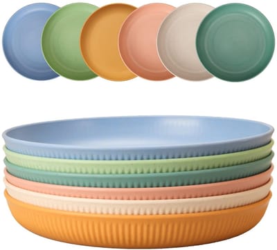 NTHProducts - Plastic Diepe Campingborden - 6-Delige Set - Shatterproof en Herbruikbaar - 22cm - Ideaal voor Picknick en Thuis - Geschikt voor Kinderen...