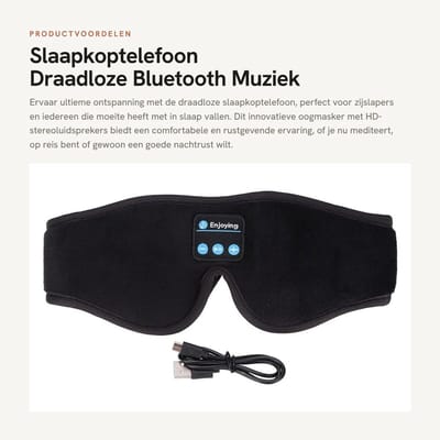Dailygoods - Slaapkoptelefoon - Draadloze Bluetooth Muziek Oogmasker - HD-stereoluidsprekers - Geschikt voor Zijslapers - Ideaal voor Slapeloosheid en...