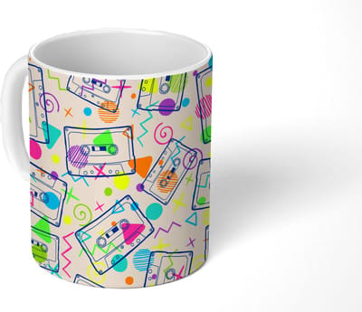 Mok - Koffiemok - Patronen - Retro - Cassette - Jaren 80 - Mokken - 350 ML - Beker - Koffiemokken - Theemok