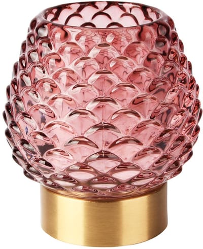 Dekoratief | Theelichthouder 'Scales', roze/goud, glas/metaal, 10x10x11cm | A255989